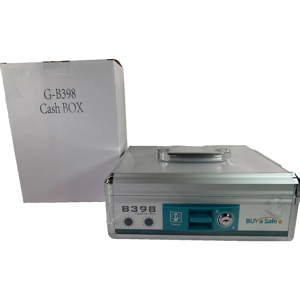 NEW‎ Buy a Safe B398 Aluminum Cashier Box Lockable Cash Drawer NIB w/ Keys 2600
